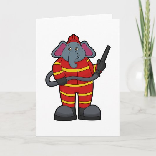 Olifant als brandweer met slang kaart (Voorkant)