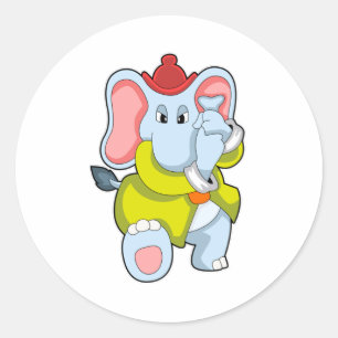 Olifant als brandweerman met Proboscis Ronde Sticker