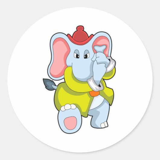 Olifant als brandweerman met Proboscis Ronde Sticker (Voorkant)