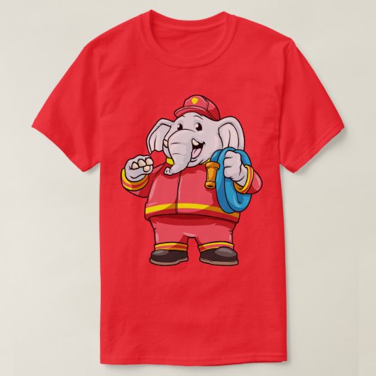 Olifant als brandweerman met slang 1 t-shirt (Design voorkant)
