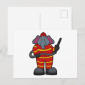 Olifant als brandweerman met slang briefkaart (Voorkant / Achterkant)