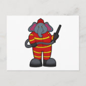 Olifant als brandweerman met slang briefkaart (Voorkant)