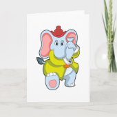 Olifant als brandweerman met slurf kaart (Voorkant)