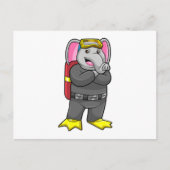 Olifant als duiker met duikbril briefkaart (Voorkant)