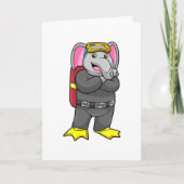 Olifant als duiker met duikbril kaart (Voorkant)