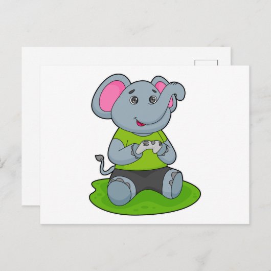 Olifant als Gamer Briefkaart (Voorkant / Achterkant)