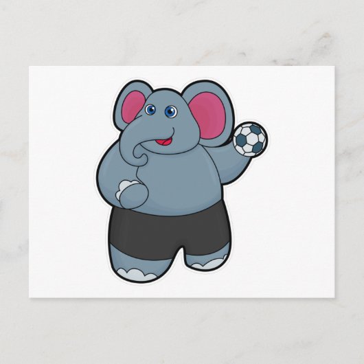 Olifant als handbalspeler met handbal briefkaart (Voorkant)