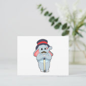 Olifant als heer met hoed en wandelstok briefkaart (Staand voorkant)