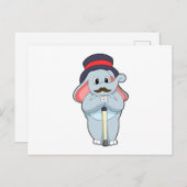 Olifant als heer met hoed en wandelstok briefkaart (Voorkant / Achterkant)
