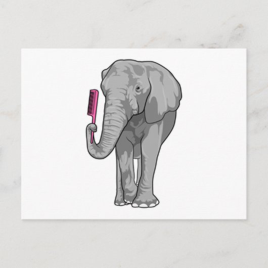 Olifant als kapper met kam briefkaart (Voorkant)