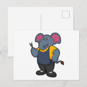 Olifant als kapper met schaar briefkaart (Voorkant / Achterkant)