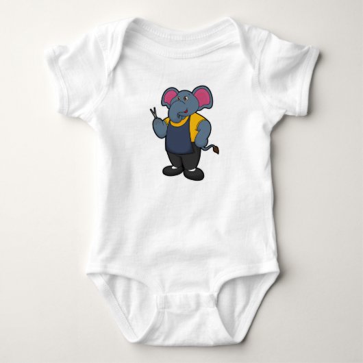 Olifant als kapper met schaar romper (Voorkant)