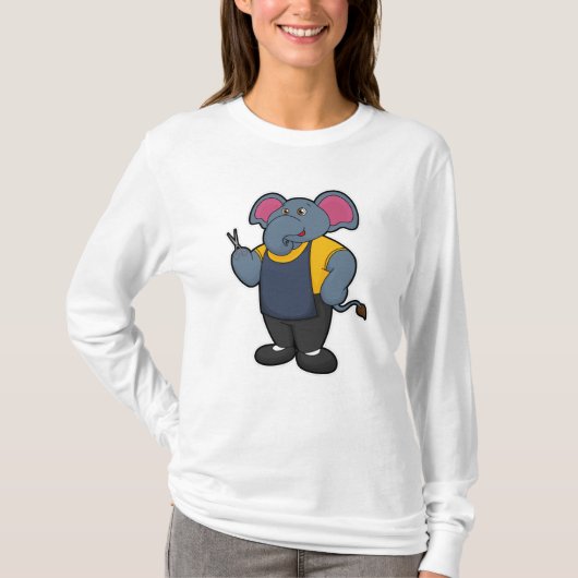 Olifant als kapper met schaar t-shirt (Voorkant)