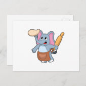Olifant als kok met deegroller & deeg briefkaart (Voorkant / Achterkant)