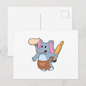 Olifant als kok met deegroller en deeg briefkaart (Voorkant / Achterkant)