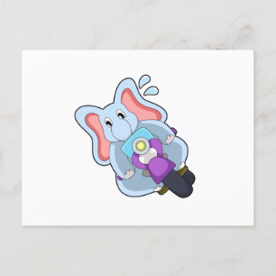 Olifant als motorrijder met motorfiets.PNG Briefkaart