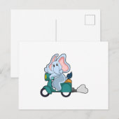 Olifant als motorrijder met scooter briefkaart (Voorkant / Achterkant)