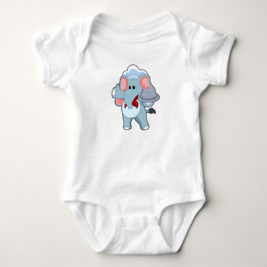 Olifant als ober met dienblad romper (Voorkant)