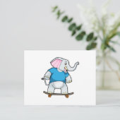 Olifant als schaatser met skateboard briefkaart (Staand voorkant)