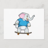 Olifant als schaatser met skeelerboard briefkaart (Voorkant)