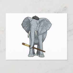 Olifant als Schilder met verfkwast Briefkaart