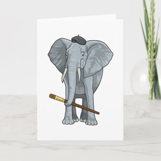 Olifant als Schilder met verfkwast Kaart (Voorkant)