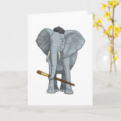 Olifant als Schilder met verfkwast Kaart (Gele Bloem)