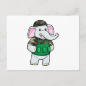 Olifant als soldaat met uniform & helm briefkaart (Voorkant)