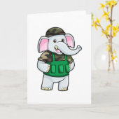 Olifant als soldaat met uniform & helm kaart (Gele Bloem)