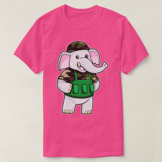 Olifant als Soldaat met Uniforme Helm T-shirt (Design voorkant)