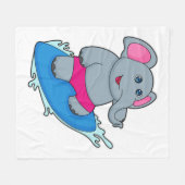 Olifant als surfer met surfplank fleece deken (Voorkant (Horizontaal))