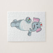 Olifant als verpleegster met medicijnen legpuzzel (Horizontaal)