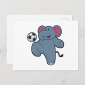 Olifant als voetballer met voetbal briefkaart (Voorkant / Achterkant)