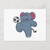Olifant als voetballer met voetbal briefkaart (Voorkant)