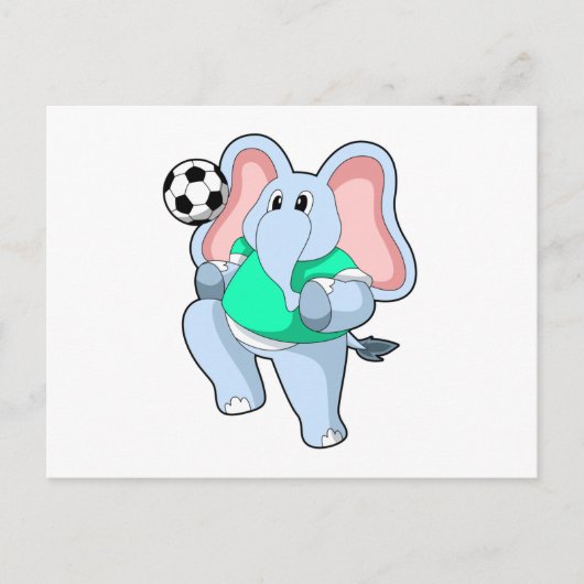 Olifant als Voetbalspeler met Voetbal.PNG Briefkaart (Voorkant)