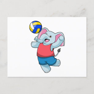 Olifant als Volleybalspeler met Volleybal Briefkaart