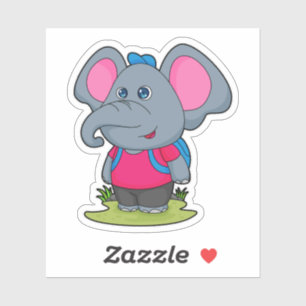 Olifant als wandelaar met rugzak sticker