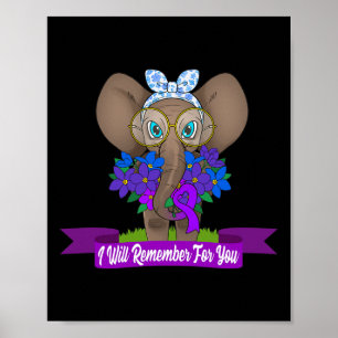 Olifant Alzheimerheimer Awareness Gift Paarse Rib Poster