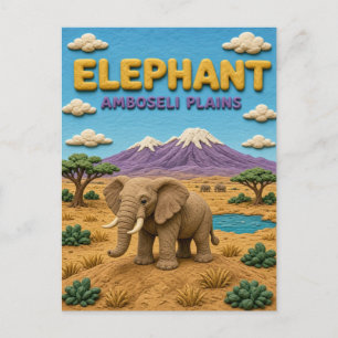 Olifant Amboseli Vlaktes Modern KlayKoo Briefkaart