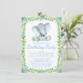 Olifant Any Number Boy Verjaardagsfeestje Kaart (Staand voorkant)