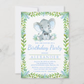 Olifant Any Number Boy Verjaardagsfeestje Kaart (Voorkant)