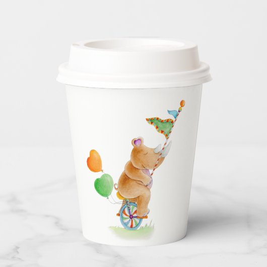 Olifant art baby shower op maat papieren bekers (Achterkant)