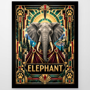 Olifant, Art Deco Wilde Dieren Briefkaart