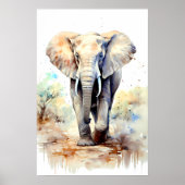 Olifant Art Poster Afrika Wanddecoratie (Voorkant)