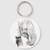 Olifant Art Ronde Metal Sleutelhanger met Fun Quot (Voorkant)