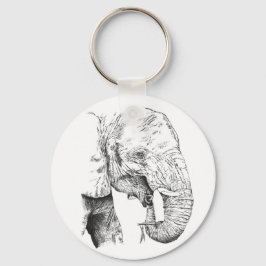 Olifant Art Ronde Metal Sleutelhanger met Fun Quot