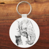 Olifant Art Ronde Metal Sleutelhanger met Fun Quot (Voorkant)