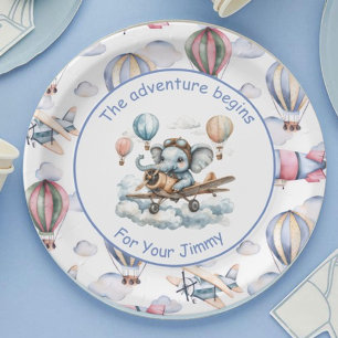 Olifant Aviator Baby Shower Papieren Borden  Bordje