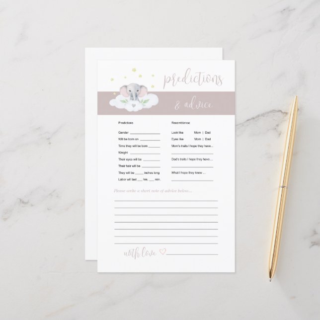 Olifant Baby Advies en voorspellingen Spel Roze (Voorkant / Achterkant in situ)