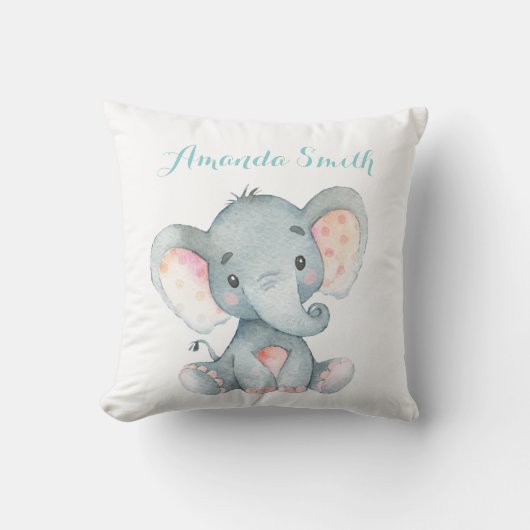 Olifant Baby Aqua Teal Turquoise Kussen (Voorkant)